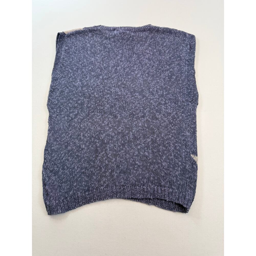 Vintage 90s Tuscony Sportwear‎ Purple Linen Cotton Blend Sweater Vest Size Large - Picture 4 of 6